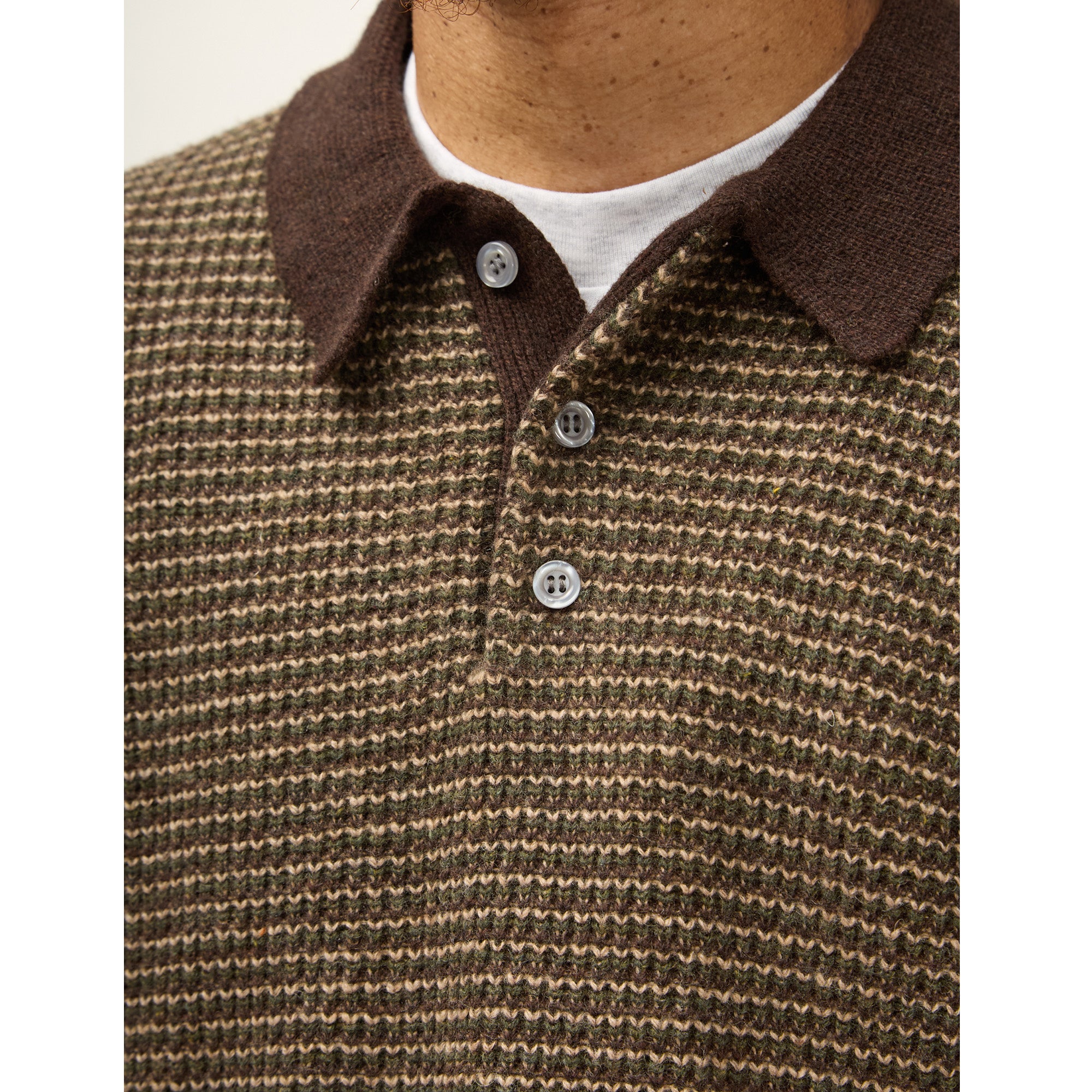 OnlyNY Waffle Stripe Wool Blend Polo