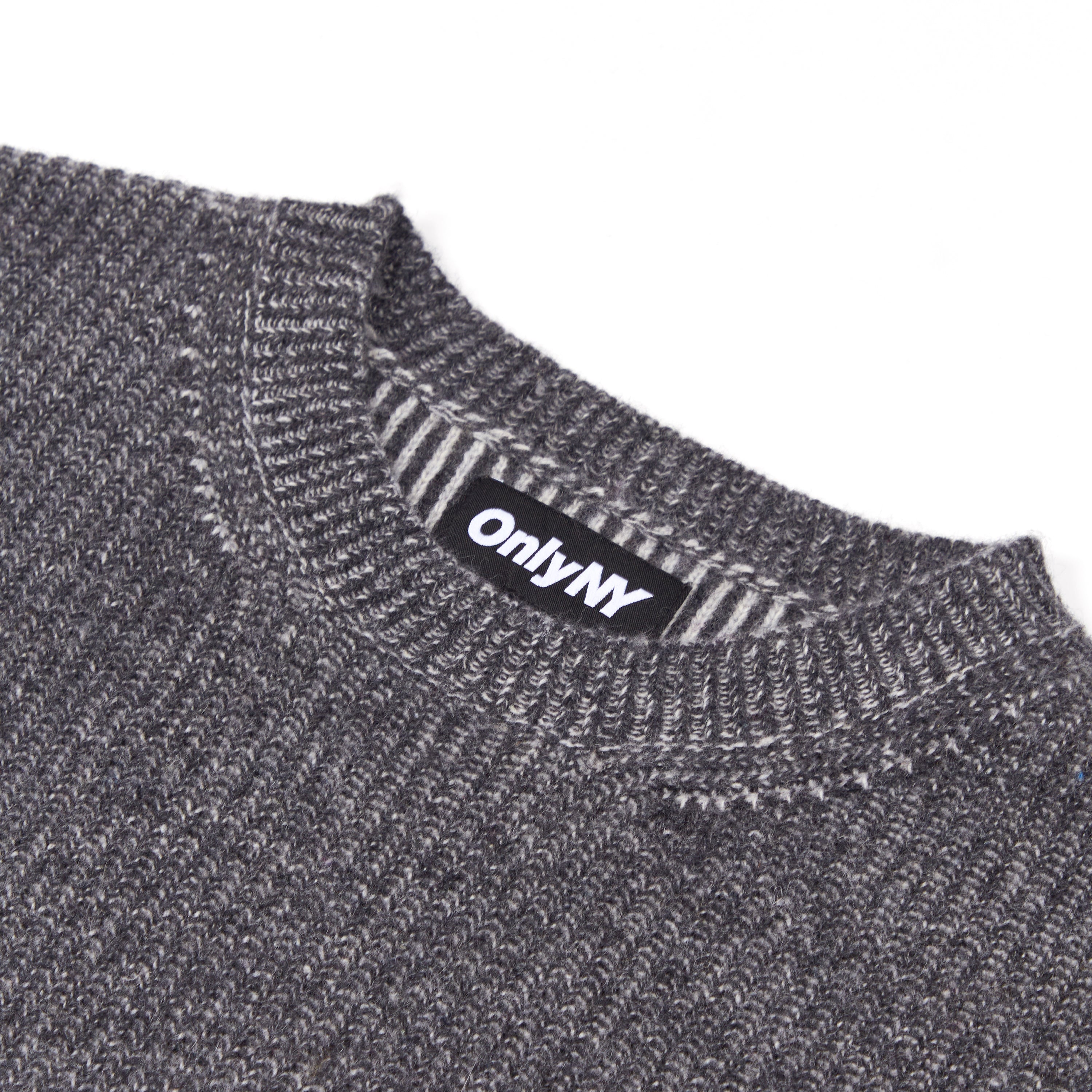 Wool Contrast Rib Crewneck Sweater