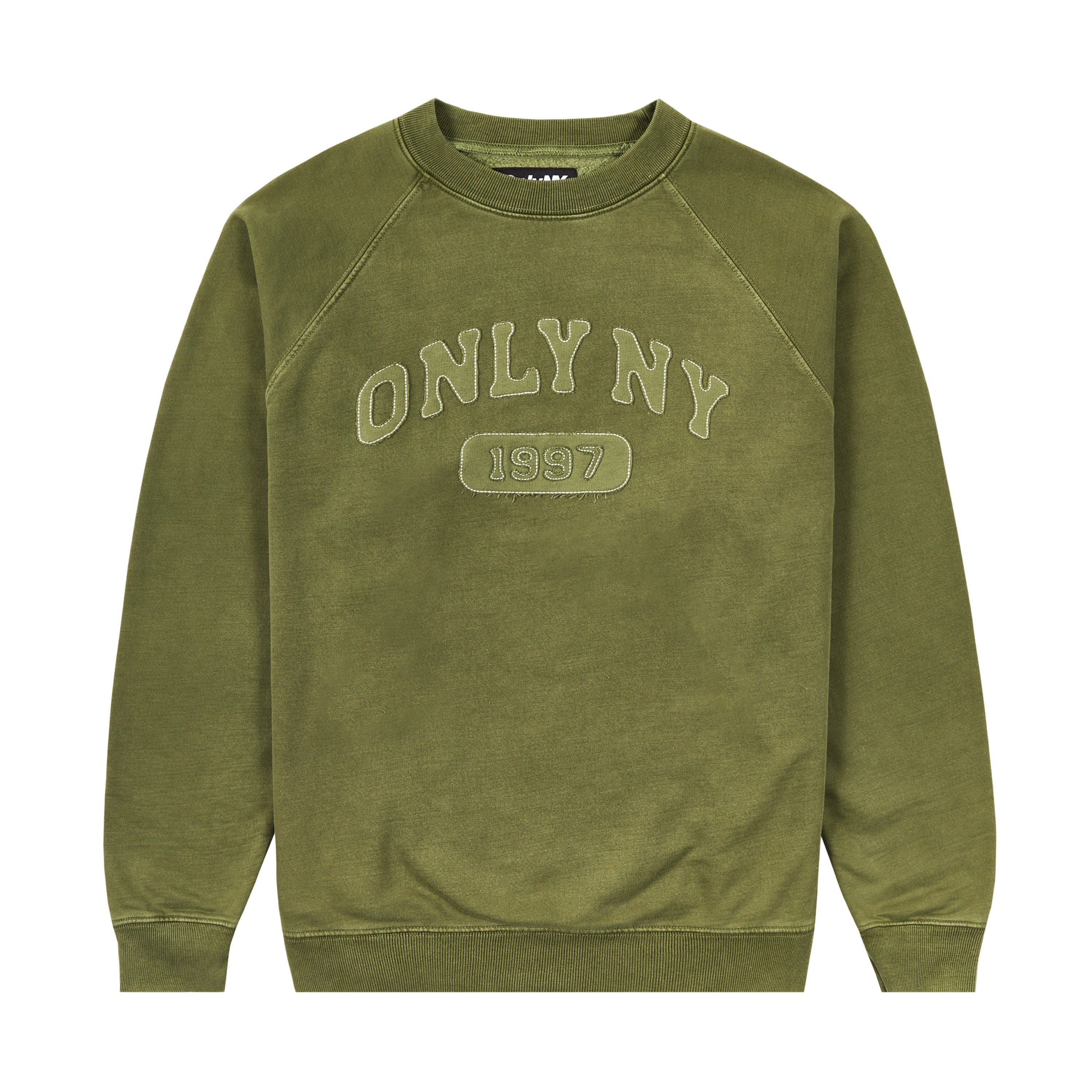 MUSINSA  GROOVE RHYME WORLD INDUSTRY RAGLAN SWEATSHIRT (GREEN)  [LRRSCTM128M]