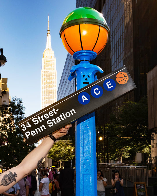 MTA Penn Station Basketball Metal Subway Sign