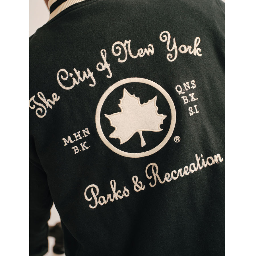 only ny スタジャンNYC Parks Logo Satin Bomber NYC Parks Varsity Jacket – Only NY