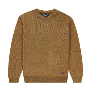 Wool Contrast Rib Crewneck Sweater