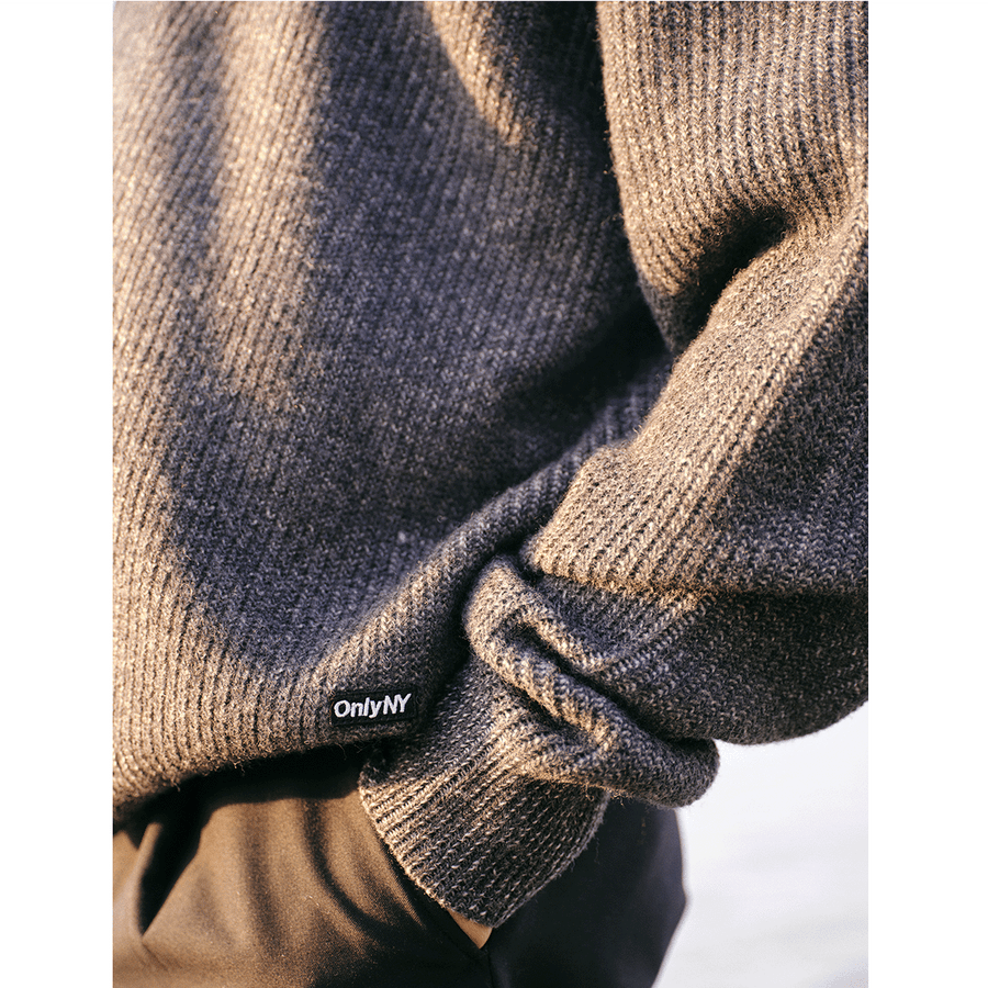 Wool Contrast Rib Crewneck Sweater